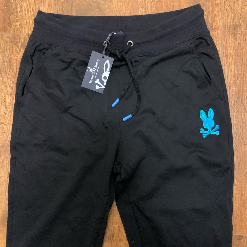 Mens black Psycho Bunny joggers. Size small